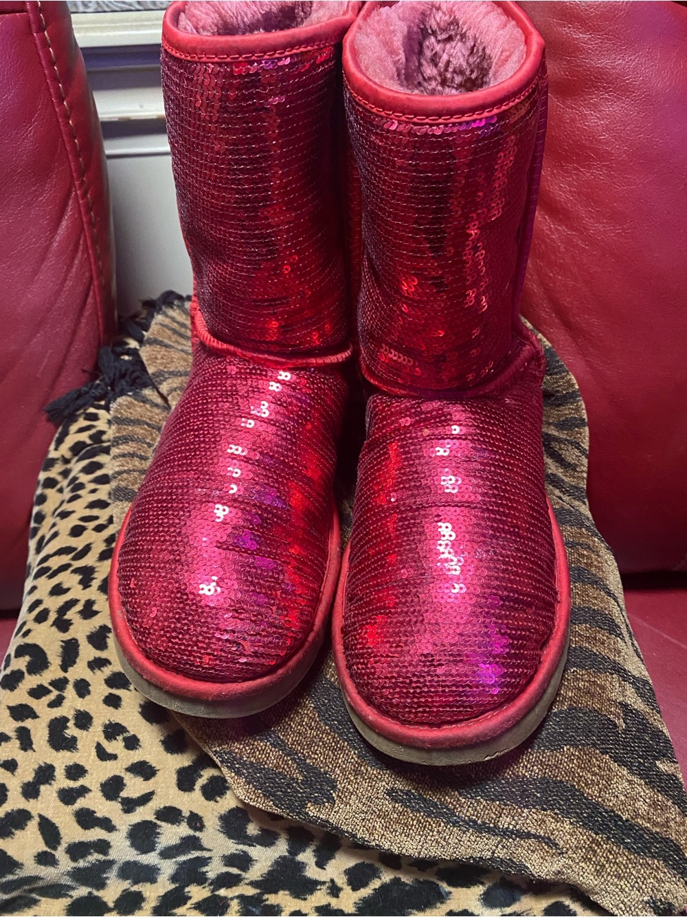 UGG Sequin Mid-Calf Boots in Red women’s 10
